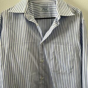 Brioni Blue and White Striped Men's Dress Shirt